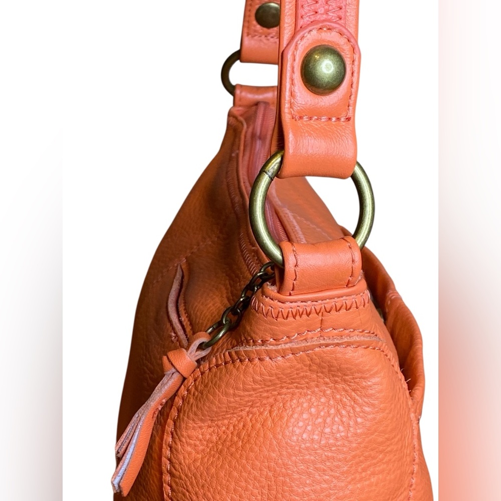 The Sak Iris Medium Orange Leather Hobo Shoulder Bag - Picture 9 of 16